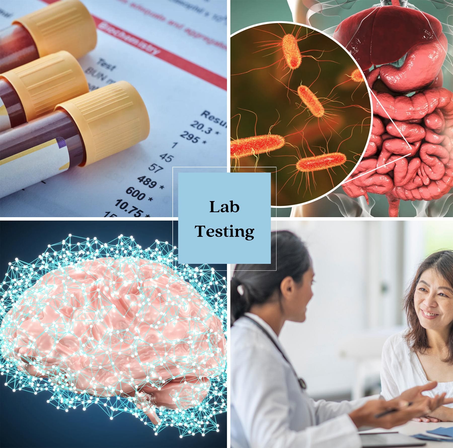 Advanced functional lab tests offered at Higher Health Clinic including hormone, digestive, and metabolic testing