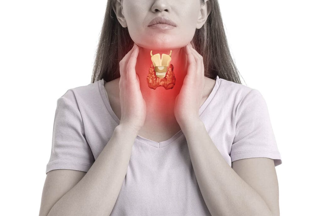 Common symptoms of hyperthyroidism including anxiety, weight loss, and rapid heartbeat.